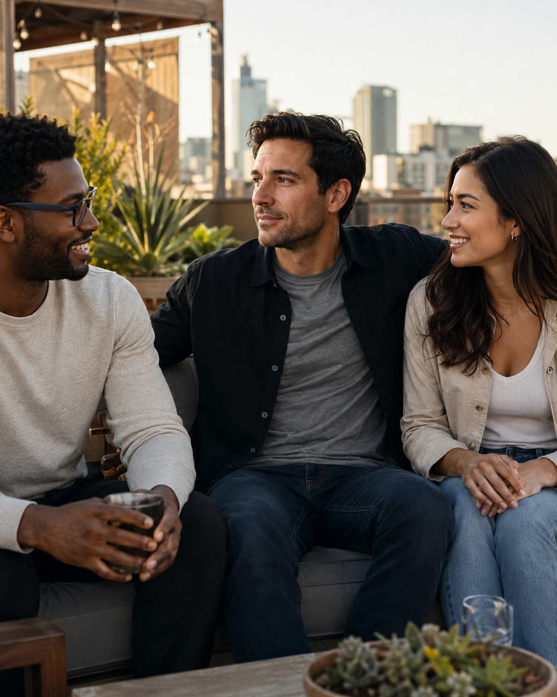 Example promoted Instagram post showing Alex with friends at an Austin rooftop